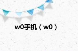 w0手机（w0）