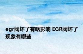 egr阀坏了有啥影响 EGR阀坏了现象有哪些