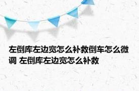 左倒库左边宽怎么补救倒车怎么微调 左倒库左边宽怎么补救