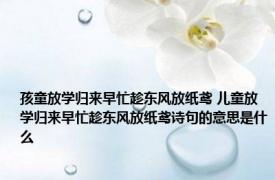 孩童放学归来早忙趁东风放纸鸢 儿童放学归来早忙趁东风放纸鸢诗句的意思是什么