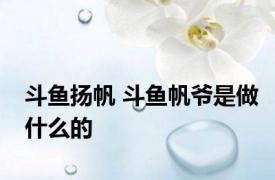 斗鱼扬帆 斗鱼帆爷是做什么的