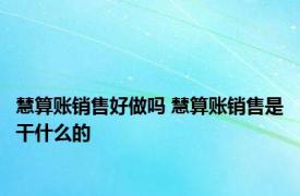 慧算账销售好做吗 慧算账销售是干什么的