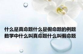 什么是真命题什么是假命题的例题 数学中什么叫真命题什么叫假命题