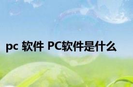 pc 软件 PC软件是什么