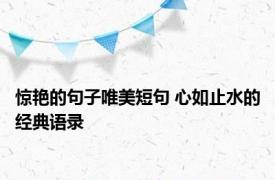 惊艳的句子唯美短句 心如止水的经典语录