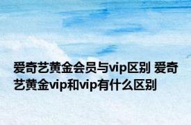 爱奇艺黄金会员与vip区别 爱奇艺黄金vip和vip有什么区别