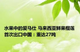 水果中的爱马仕 马来西亚鲜果榴莲首次出口中国：重达27吨