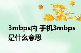 3mbps内 手机3mbps是什么意思