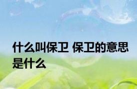 什么叫保卫 保卫的意思是什么