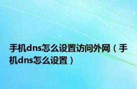 手机dns怎么设置访问外网（手机dns怎么设置）