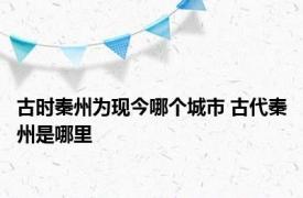 古时秦州为现今哪个城市 古代秦州是哪里