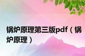 锅炉原理第三版pdf（锅炉原理）