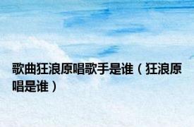 歌曲狂浪原唱歌手是谁（狂浪原唱是谁）