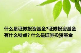 什么是证券投资基金?证券投资基金有什么特点? 什么是证券投资基金