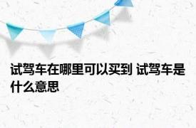 试驾车在哪里可以买到 试驾车是什么意思