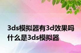 3ds模拟器有3d效果吗 什么是3ds模拟器