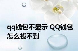 qq钱包不显示 QQ钱包怎么找不到