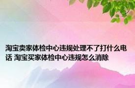 淘宝卖家体检中心违规处理不了打什么电话 淘宝买家体检中心违规怎么消除