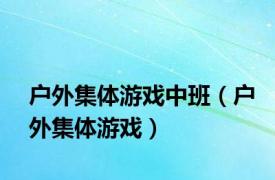 户外集体游戏中班（户外集体游戏）