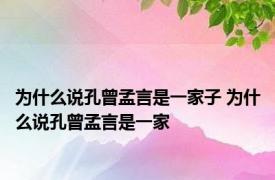 为什么说孔曾孟言是一家子 为什么说孔曾孟言是一家