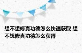 想不想修真功德怎么快速获取 想不想修真功德怎么获得