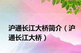 沪通长江大桥简介（沪通长江大桥）