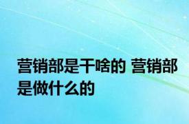 营销部是干啥的 营销部是做什么的 