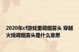 2020年cf游戏里调烟雾头 穿越火线调烟雾头是什么意思