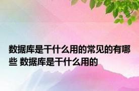 数据库是干什么用的常见的有哪些 数据库是干什么用的