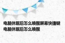 电脑休眠后怎么唤醒屏幕快捷键 电脑休眠后怎么唤醒