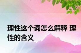 理性这个词怎么解释 理性的含义