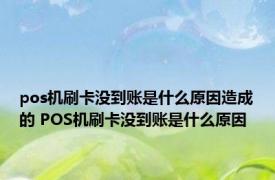 pos机刷卡没到账是什么原因造成的 POS机刷卡没到账是什么原因