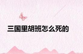 三国里胡班怎么死的