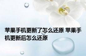 苹果手机更新了怎么还原 苹果手机更新后怎么还原