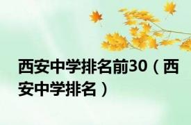 西安中学排名前30（西安中学排名）