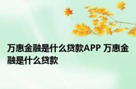 万惠金融是什么贷款APP 万惠金融是什么贷款