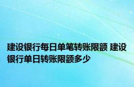 建设银行每日单笔转账限额 建设银行单日转账限额多少