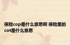 保险cop是什么意思啊 保险里的cot是什么意思