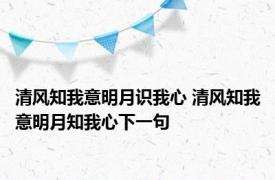 清风知我意明月识我心 清风知我意明月知我心下一句