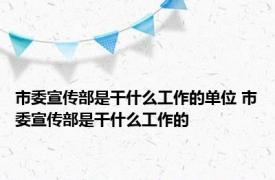 市委宣传部是干什么工作的单位 市委宣传部是干什么工作的