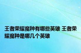 王者荣耀魔种有哪些英雄 王者荣耀魔种是哪几个英雄