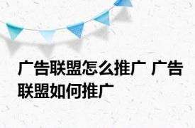 广告联盟怎么推广 广告联盟如何推广