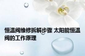 恒温阀维修拆解步骤 太阳能恒温阀的工作原理