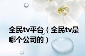 全民tv平台（全民tv是哪个公司的）