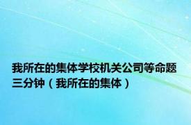 我所在的集体学校机关公司等命题三分钟（我所在的集体）