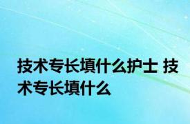 技术专长填什么护士 技术专长填什么