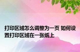 打印区域怎么调整为一页 如何设置打印区域在一张纸上