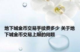 地下城金币交易手续费多少 关于地下城金币交易上限的问题