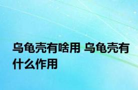 乌龟壳有啥用 乌龟壳有什么作用