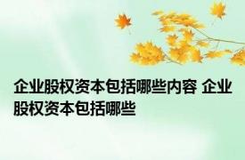 企业股权资本包括哪些内容 企业股权资本包括哪些